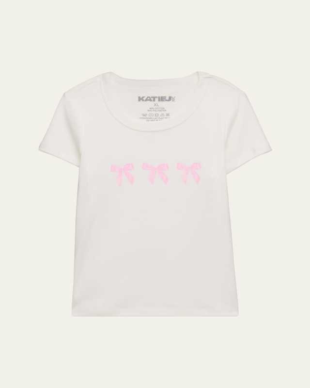 Girl's Coquette Bows Graphic T-Shirts, Size S-